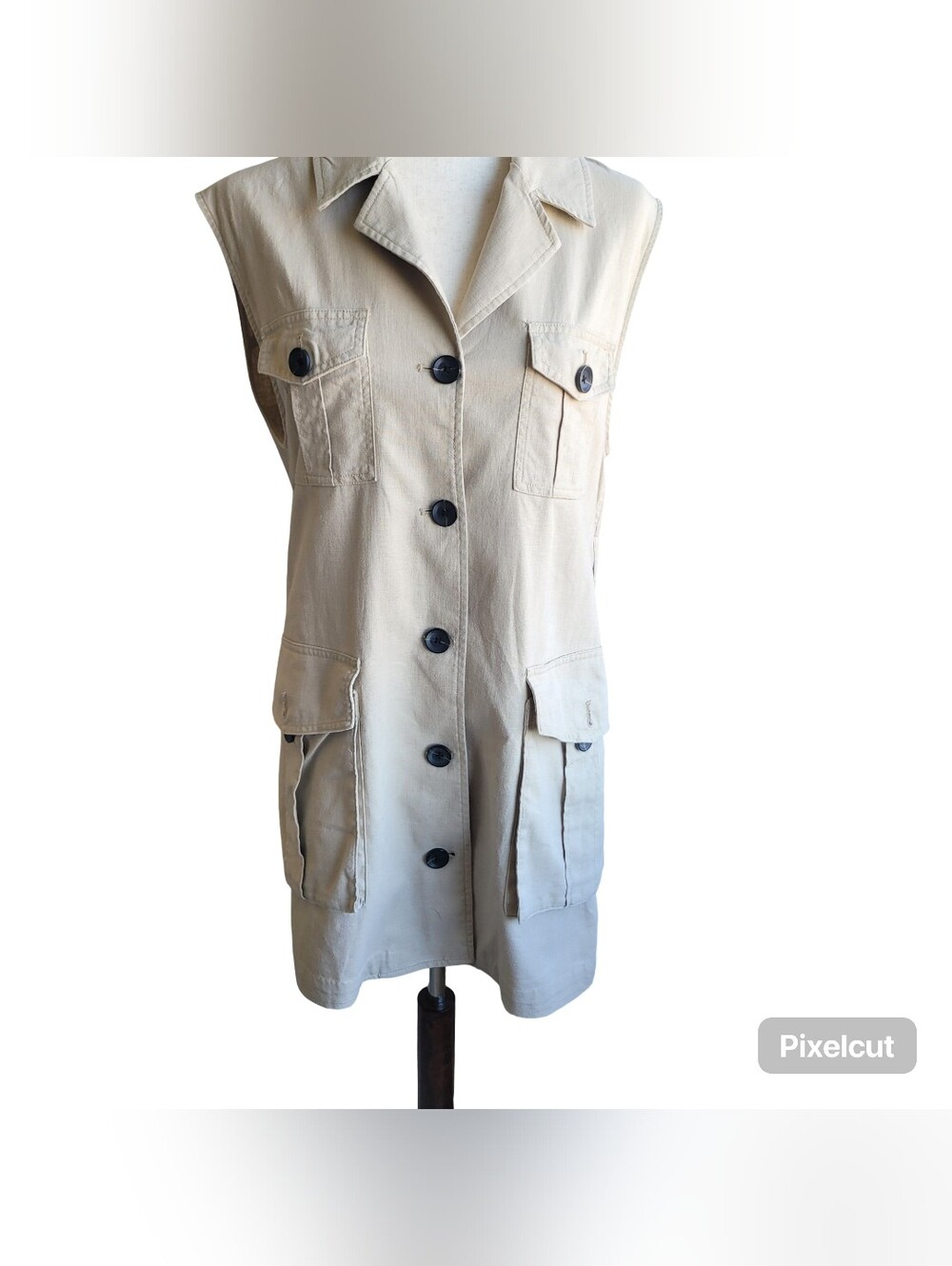 Zara Beige Utility Cargo Vest Dress Medium